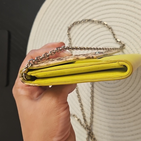Christian Dior Yellow and Snake Print Wallet On Chain - Picture 6 of 9